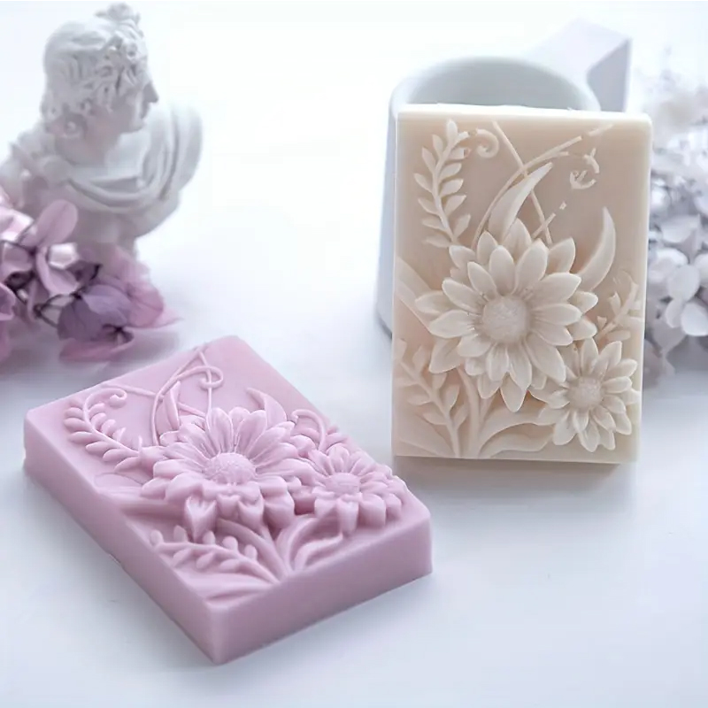 Soap Making Kit For Beginners - Molde de silicone quadrado de flor